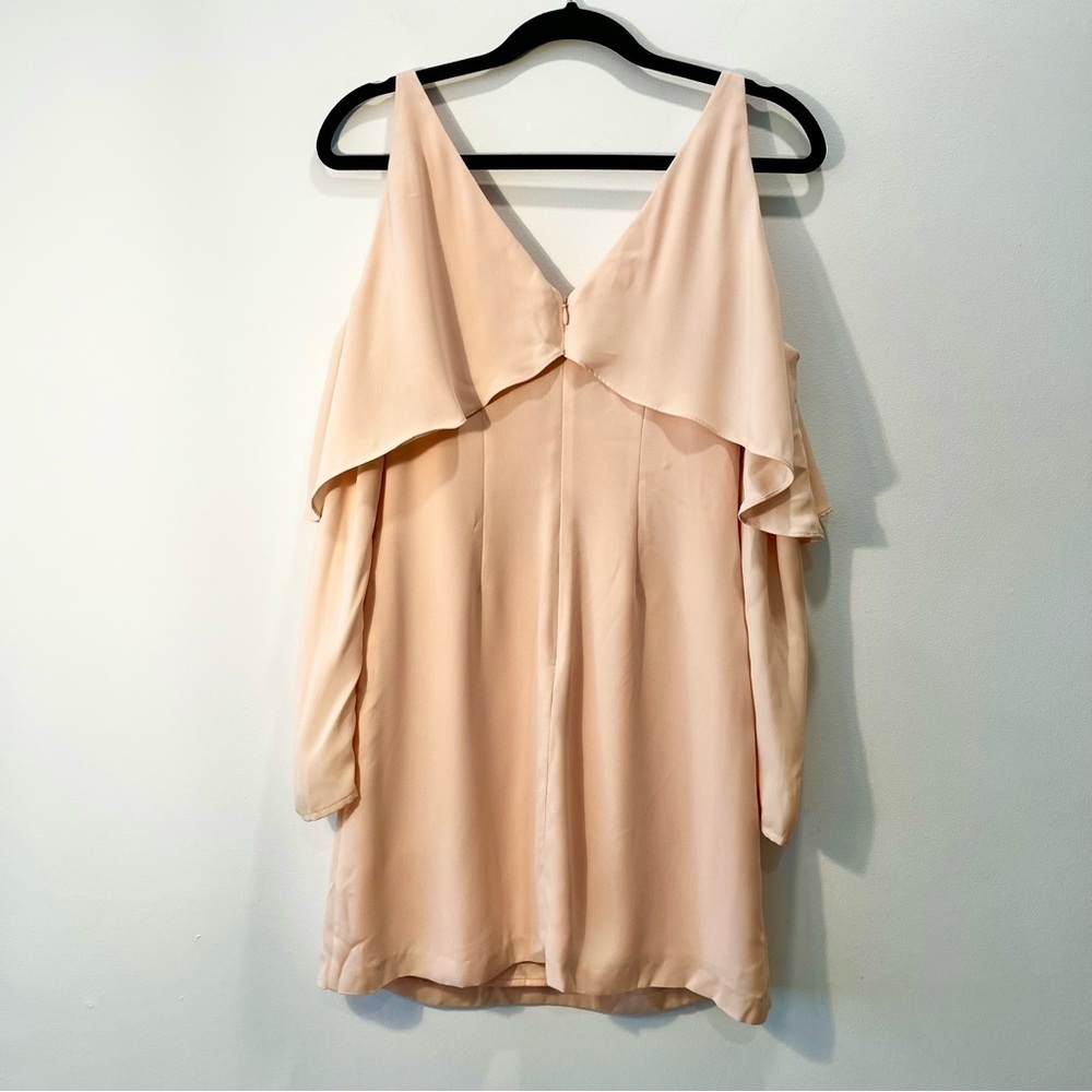 Marciano Peach Pink Long Sleeve Ruffled Mini Summer Party Cocktail Dress XS - Picture 3 of 8